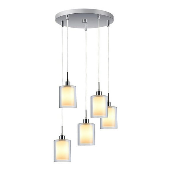 Woodbridge Lighting Alaina 5-Light Mini Pendant in Chrome/Opal Glass