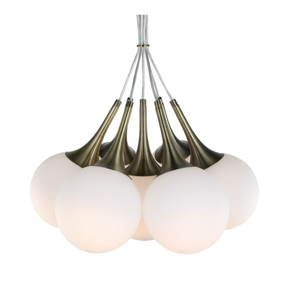 Woodbridge Lighting Alicia 7-light Glass Tight Pendant Cluster in Brass/Opal
