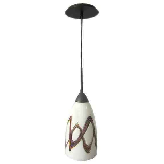 Woodbridge Lighting Art Glass 1-Light Mini-Pendant in Metallic Bronze/Picasso