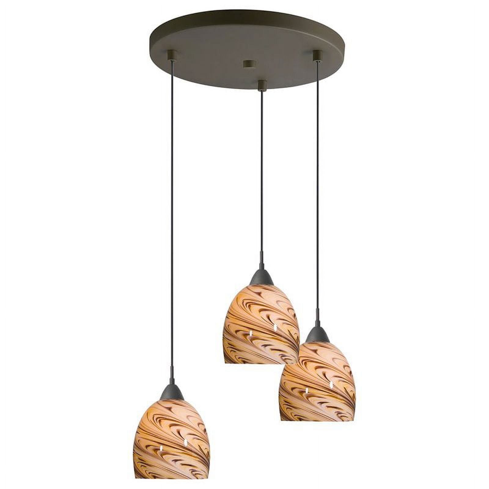 Coastal Bronze Art Glass 3-Light Cluster Pendant