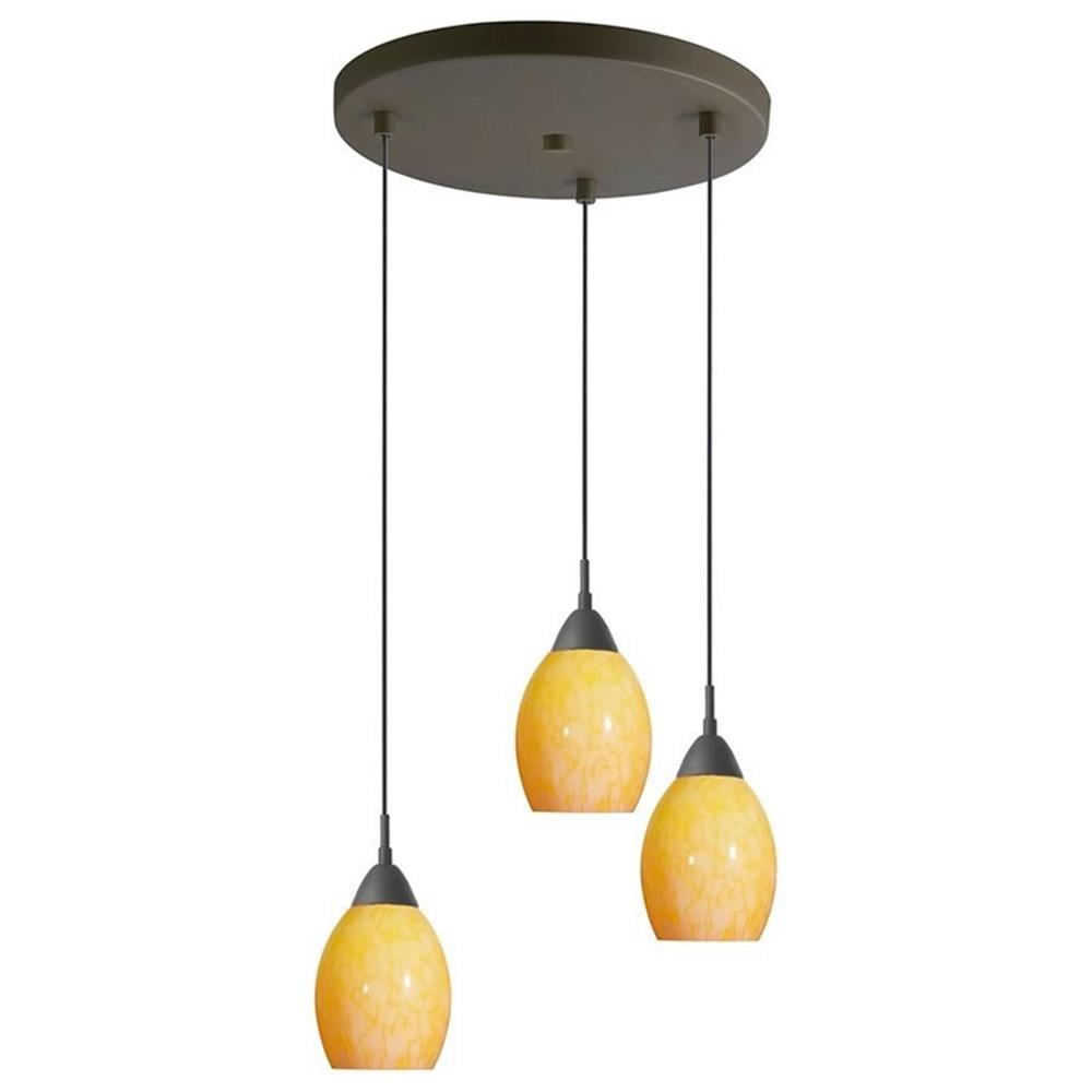 Contemporary Bronze Glass Cluster Pendant with Artistic Shades