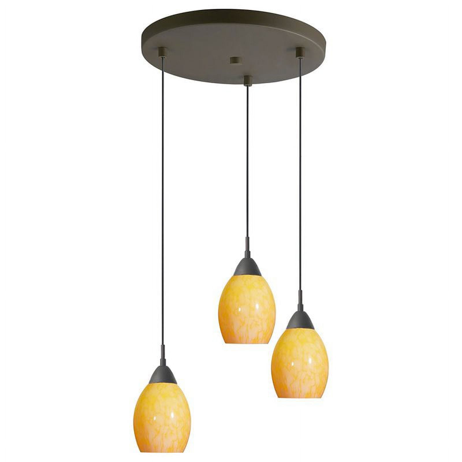 Contemporary Bronze Glass Cluster Pendant with Artistic Shades