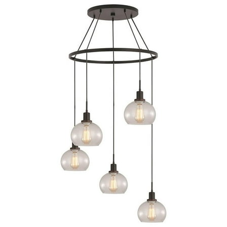 Woodbridge Lighting Austin 5-Light Glass Chandelier in Bronze/Clear Seedy