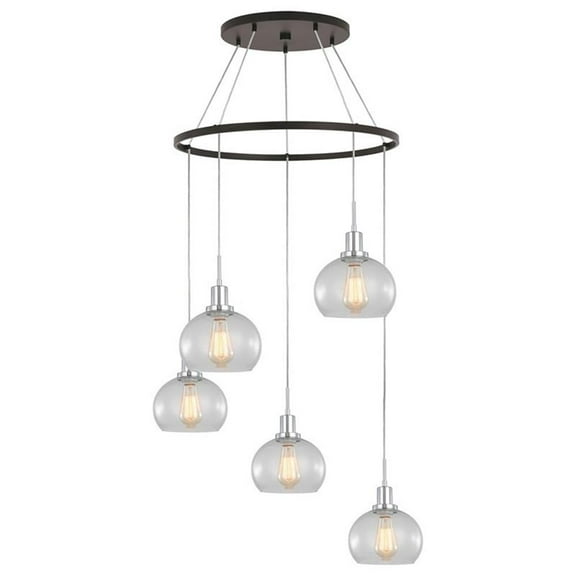 Woodbridge Lighting Austin 5-Light Glass Chandelier in Chrome/Bronze/Clear Seedy