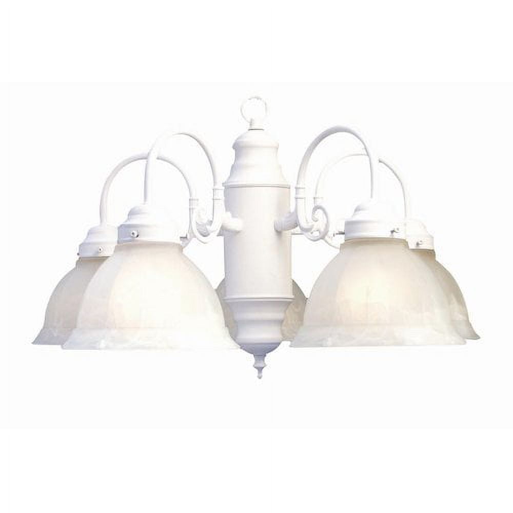 White Metal Crystal Candle 5-Light Chandelier
