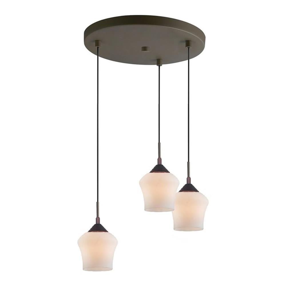 Belmont Transitional Bronze Mini Bowl Pendant with Adjustable Cognac Opal Glass