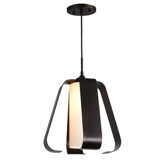 Woodbridge Lighting Bent 1 Light Steel and Glass Mid Pendant in Metallic Bronze