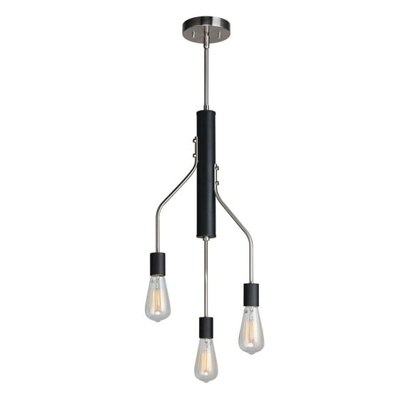 Woodbridge Lighting Bentley 3-Light ST64 Metal Chandelier in Satin Nickel/Black