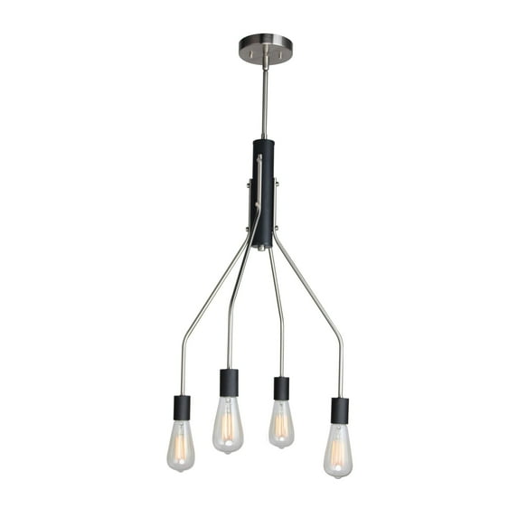 Woodbridge Lighting Bentley 4-Light ST64 Metal Chandelier in Satin Nickel/Black