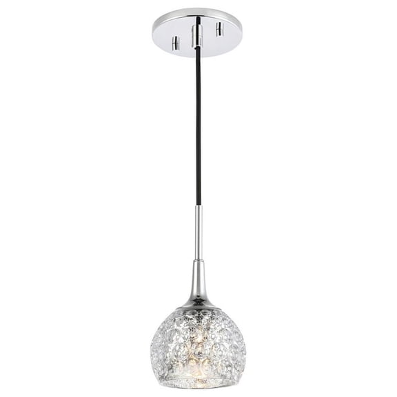 Woodbridge Lighting Bristol 1-Light Glass Mini-Pendant in Chrome/Mercury