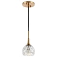 thumbnail image 1 of Woodbridge Lighting Bristol 1-Light Glass Mini-Pendant in Brass/Mercury, 1 of 4