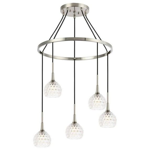 Woodbridge Lighting Bristol 5-Light Glass Chandelier in Satin Nickel/Clear