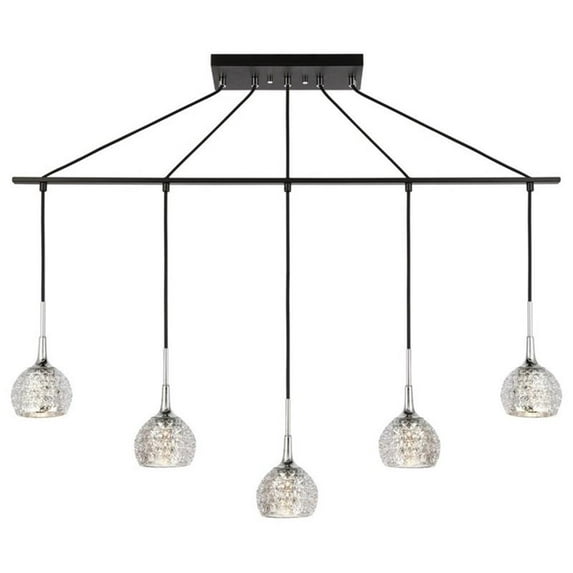 Woodbridge Lighting Bristol 5-Light Glass Linear Pendant in Bronze/Mercury