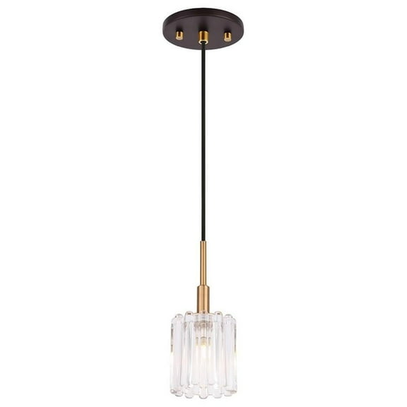 Woodbridge Lighting Candice 1-Light Glass Mini-Pendant in Swizzle/Brass
