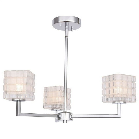 Woodbridge Lighting Candice 3-Light Glass Chandelier in Chrome/Frosted Crispy