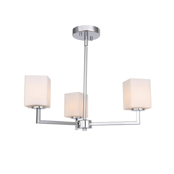 Woodbridge Lighting Candice 3-Light Opal Square Glass Chandelier in Chrome