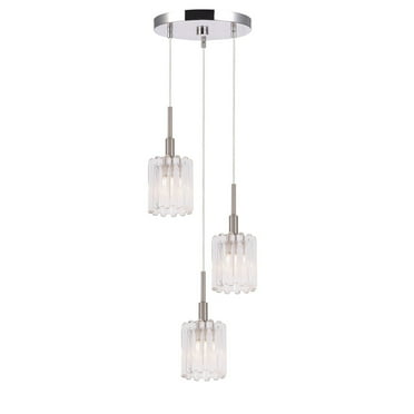 Woodbridge Lighting Candice 3-Light Steel & Glass Cluster Pendant in Nickel