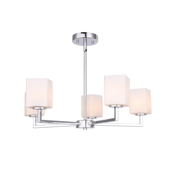 Woodbridge Lighting Candice 5-Light Opal Square Glass Metal Chandelier in Chrome