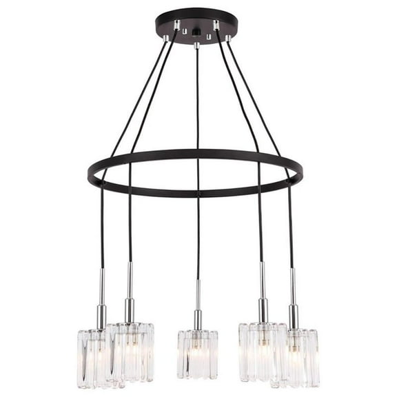 Woodbridge Lighting Candice Frosted Square Metal Chandelier in Chrome/Bronze