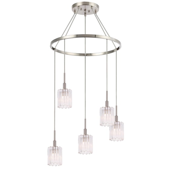 Woodbridge Lighting Candice Frosted Square Metal Chandelier in Satin Nickel