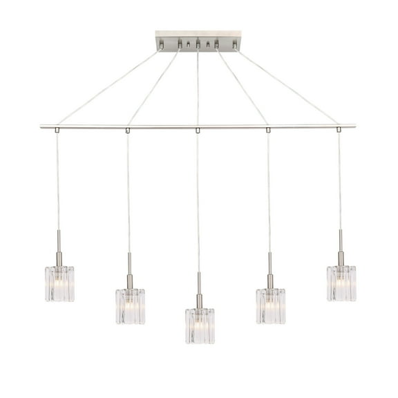 Woodbridge Lighting Candice Frosted Square Metal Linear Pendant in Satin Nickel