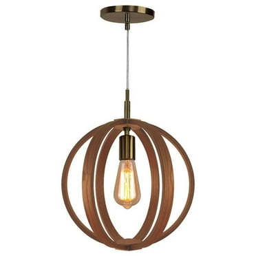 Woodbridge Lighting Celestial 1 Light Wood Pendant in Brushed Brass/Ash