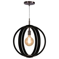 Woodbridge Lighting Celestial 1 Light Wood Pendant in Brushed Brass/Black