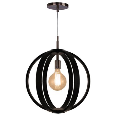 Woodbridge Lighting Celestial 1 Light Wood Pendant in Brushed Brass/Black