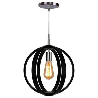 Woodbridge Lighting Celestial 1 Light Wood Pendant in Satin Nickel/Wenge Black