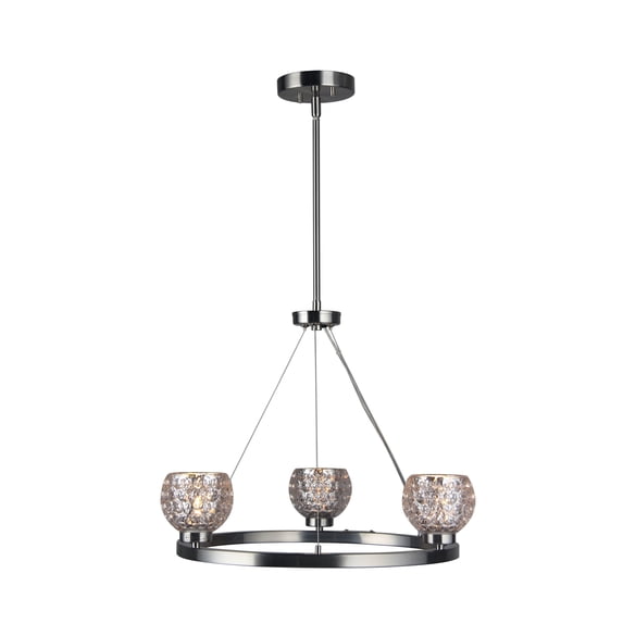 Woodbridge Lighting Charlotte 3-Light Metal Chandelier in Satin Nickel/Mercury