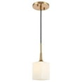 thumbnail image 1 of Woodbridge Lighting Chelsea 1-Light Glass & Steel Mini Pendant in Brass, 1 of 5