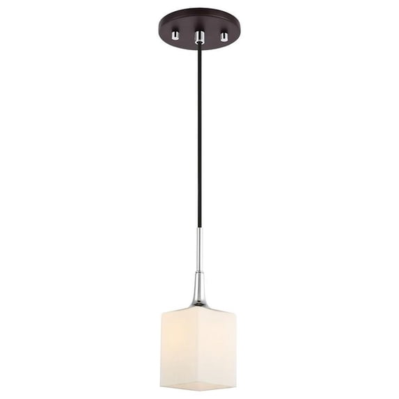 Woodbridge Lighting Chelsea 1Lt Square Glass Mini-Pendant in Chrome/Bronze/Opal