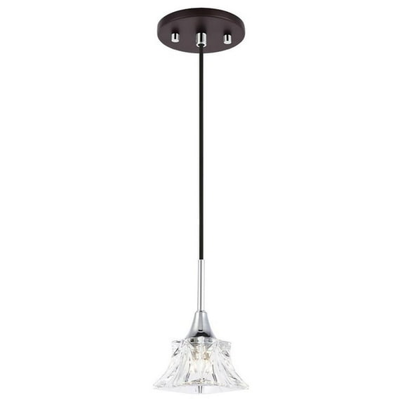 Woodbridge Lighting Christina 1-Light Square Glass Mini-Pendant in Chrome/Bronze