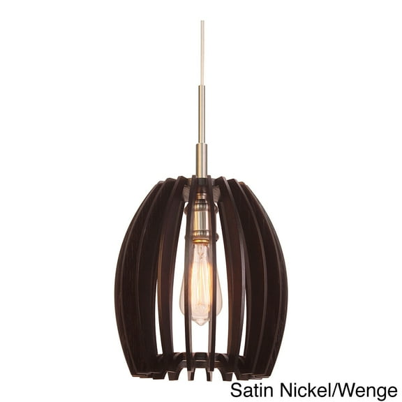 Woodbridge Lighting Crescendo Canopy 1 Light Wood Mini Pendant in Nickel/Black
