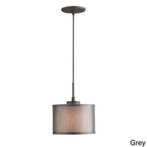 Woodbridge Lighting Drum 1-Light Fabric Mini-Pendant in Bronze/Gray