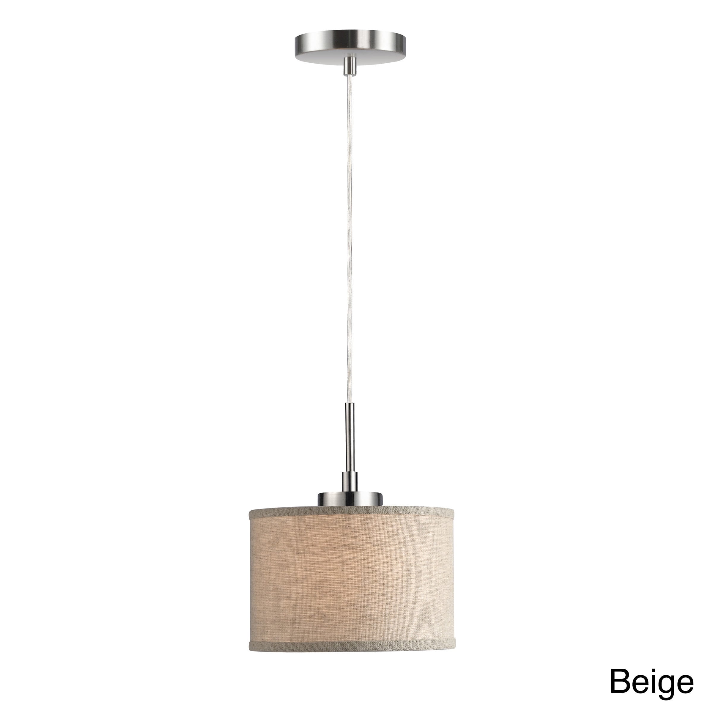 Satin Nickel Mini Drum Pendant with Glass Shade
