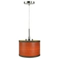 thumbnail image 1 of Woodbridge Lighting Drum 1-Light Wood Mini-Pendant in Satin Nickel/Veneer Brulee, 1 of 1