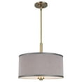thumbnail image 1 of Woodbridge Lighting Drum 3-Light Fabric Pendant in Brass/Gray, 1 of 4