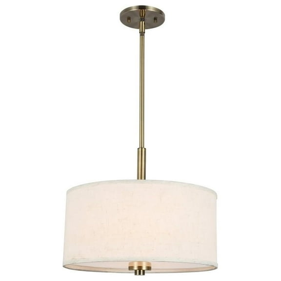 Woodbridge Lighting Drum 3-Light Fabric Pendant in Brass/White