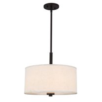Woodbridge Lighting Drum 3-Light Fabric Pendant in Bronze/White