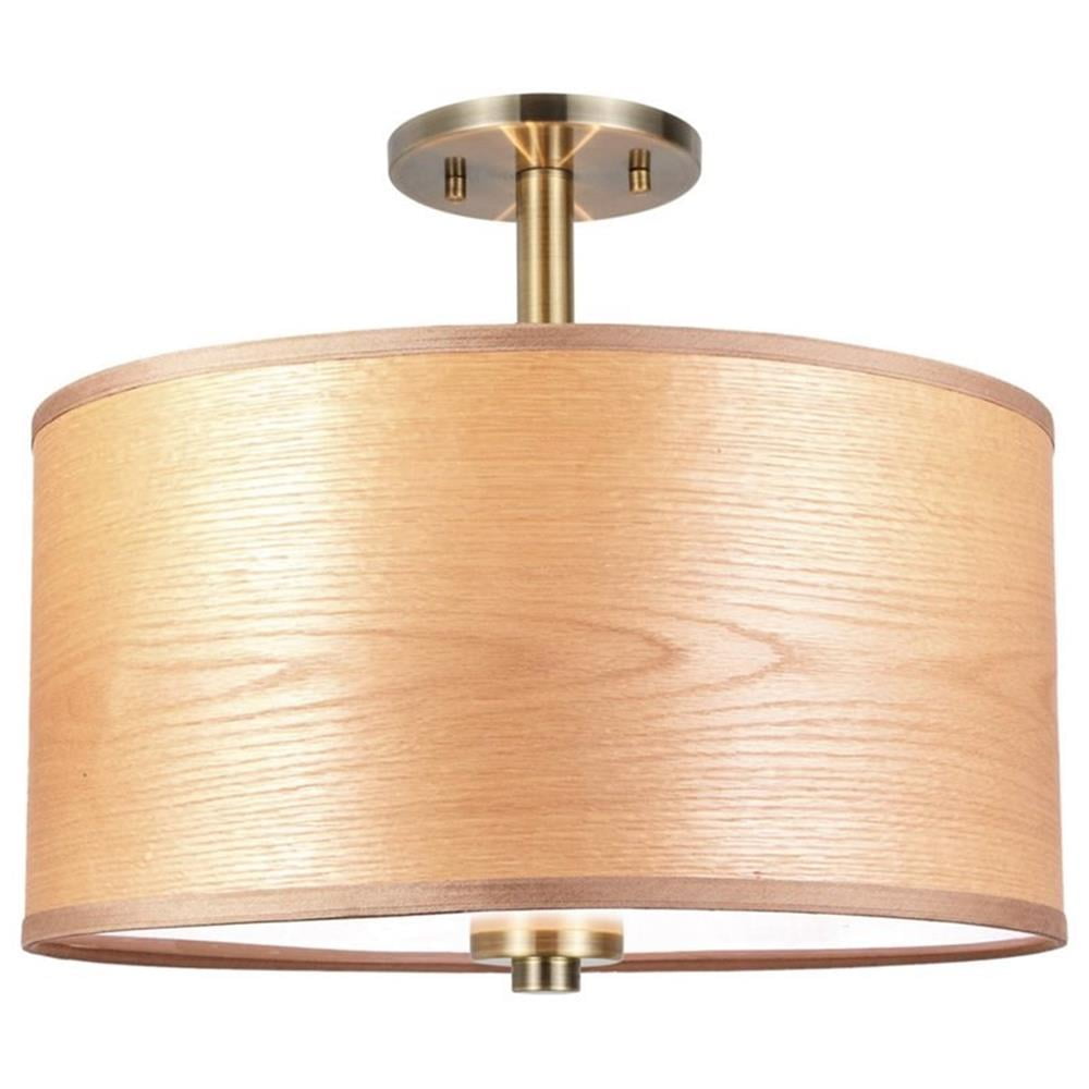 Brulee Brass Drum 3-Light Semi-Flush Ceiling Mount