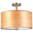 thumbnail image 1 of Woodbridge Lighting Drum Veneer 3-light Metal Cityscape Ceiling Mount in Brass, 1 of 5