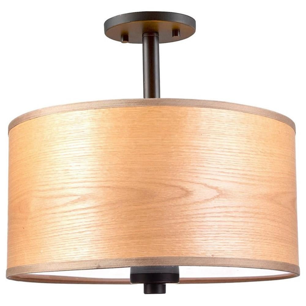 Bronze Brulee Drum Semi-Flush Ceiling Mount Light