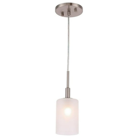 Woodbridge Lighting Elise 1-Light Opal Glass Mini Pendant in Satin Nickel