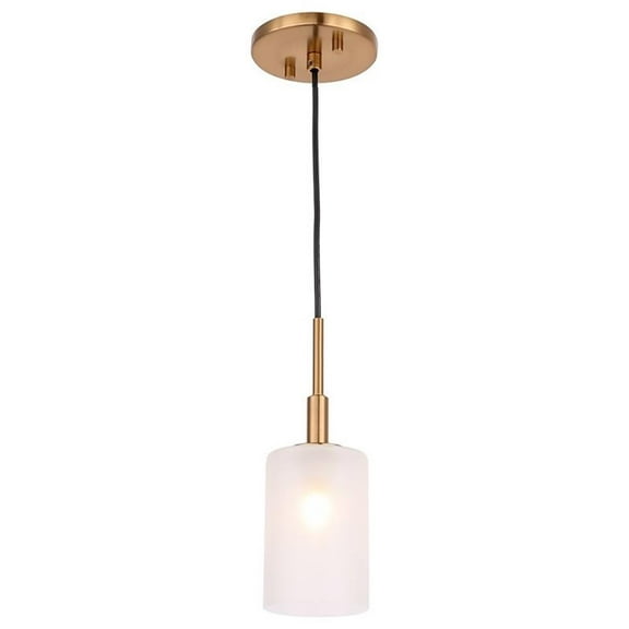 Woodbridge Lighting Elise 1-Light Opal Glass & Steel Mini Pendant in Brass