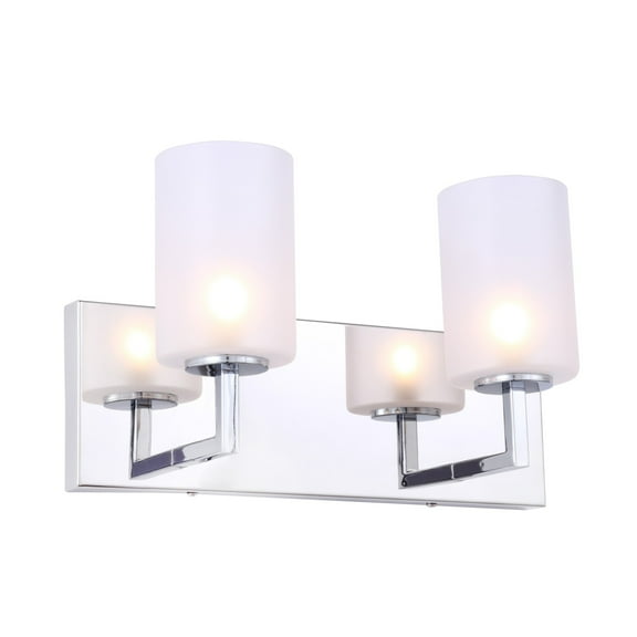 Woodbridge Lighting Elise 2-Light Glass Bath Light in Chrome/Opal Cylinder