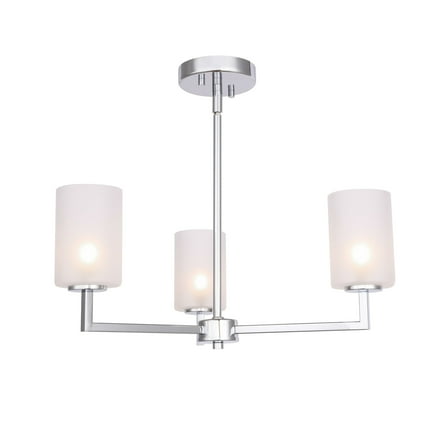 Woodbridge Lighting Elise 3-Light Glass Chandelier in Chrome/Opal