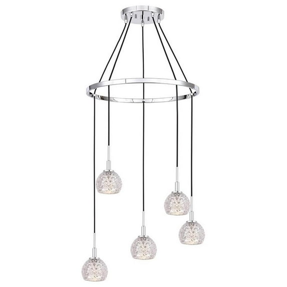 Woodbridge Lighting Elise 5-Light Mercury Glass & Steel Chandelier in Chrome