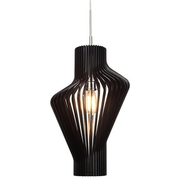 Woodbridge Lighting Escher 1-Light Seashell Wood Mini Pendant in Satin Nickel