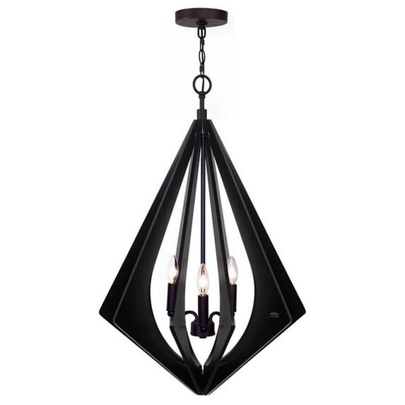 Woodbridge Lighting Fins Foresee 3-light Wood Foyer Pendant in Black/Nickel